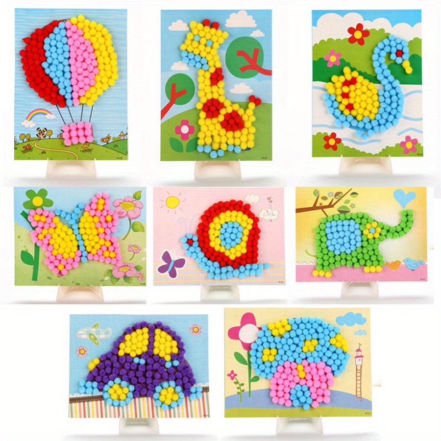 Art Craft Animals - Peinture Pom-Pom colorée 16x21cm, 2 pièces,
