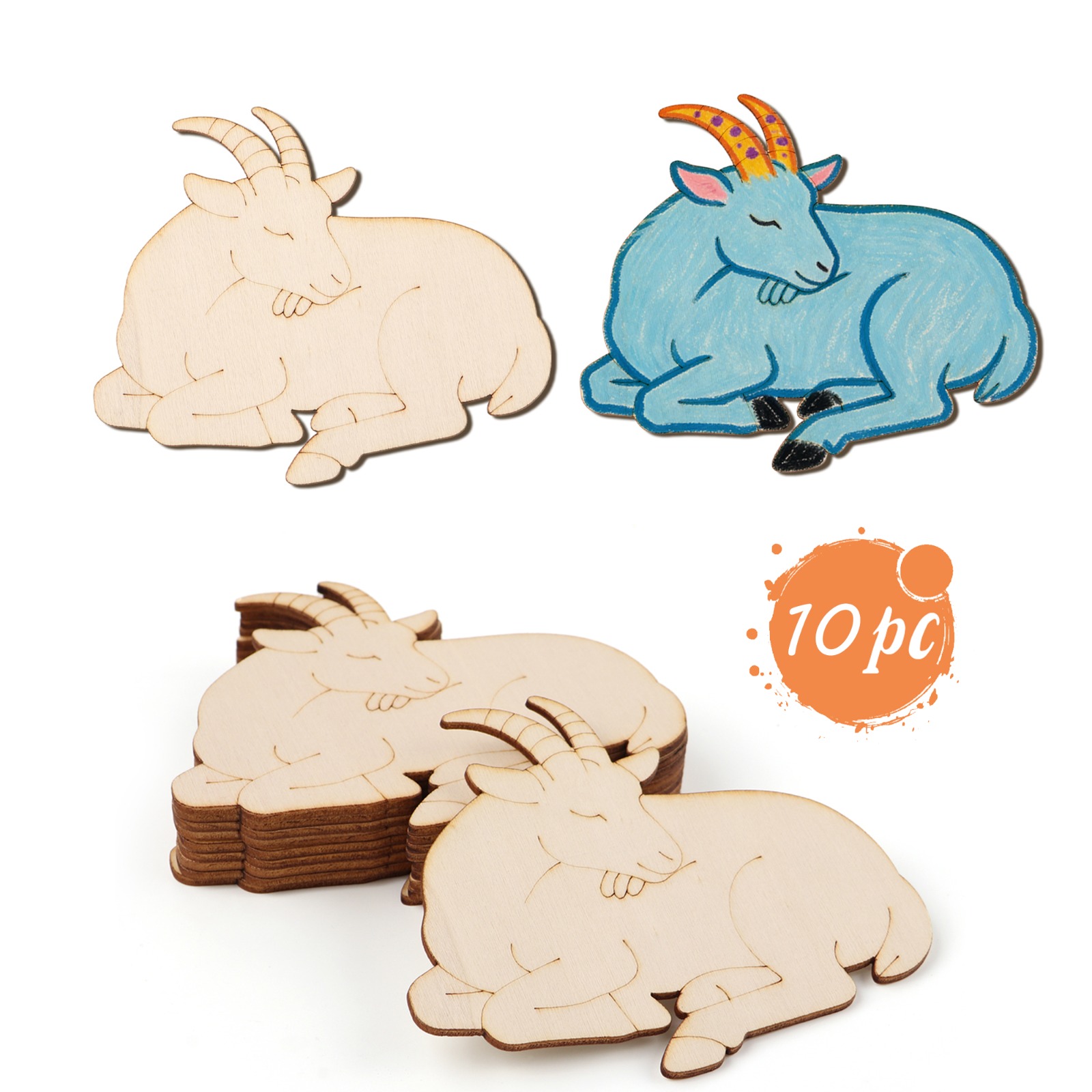 Art Craft Animals - Lot de 10 ornements en bois