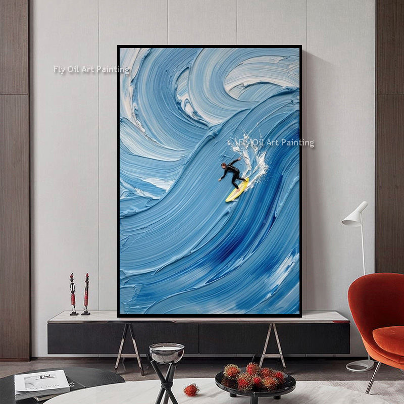 Tableau mural vague de surf au - Painting Knife Palette avis et prix